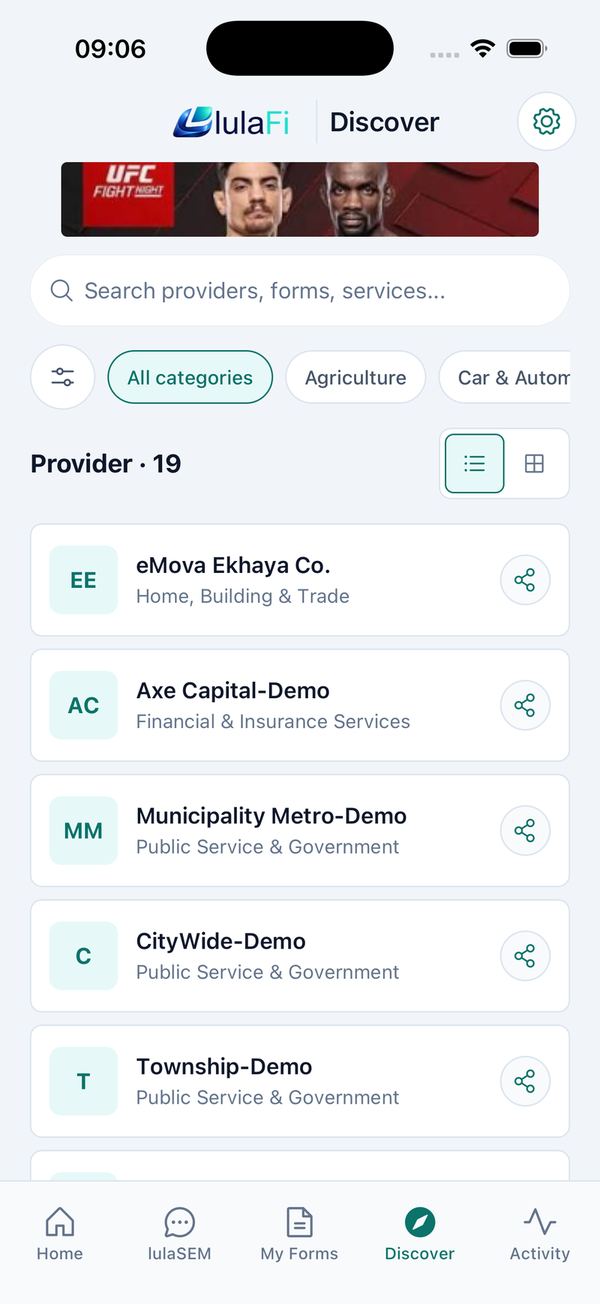 Discover and a provider page